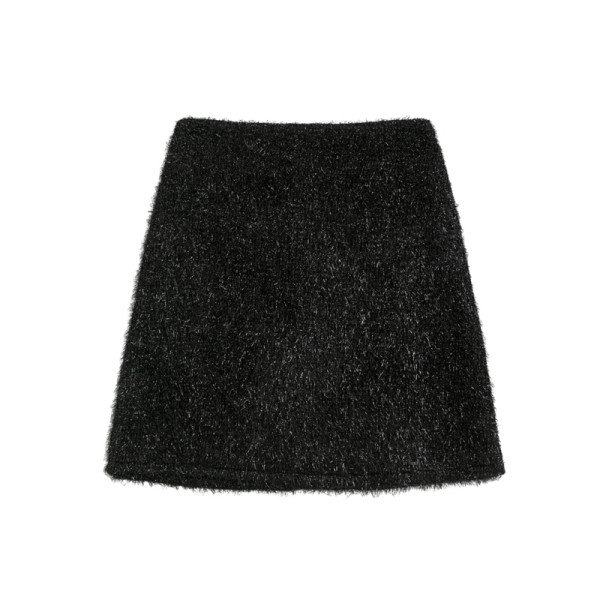 Modern női szoknya magas derékkal és cipzárral fekete színben