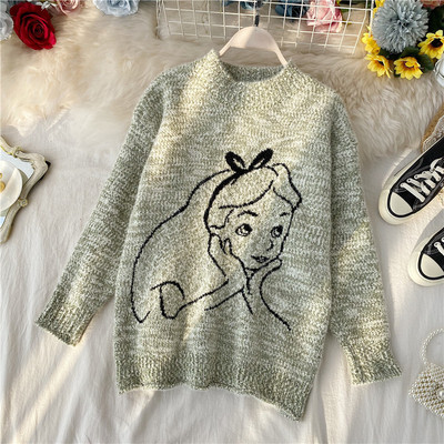 Μοντέρνο γυναικείο πουλόβερ με οβάλ ντεκολτέ και εφαρμογή σε τέσσερα χρώματα