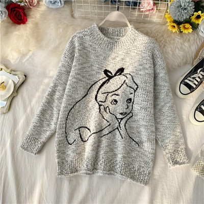 Μοντέρνο γυναικείο πουλόβερ με οβάλ ντεκολτέ και εφαρμογή σε τέσσερα χρώματα