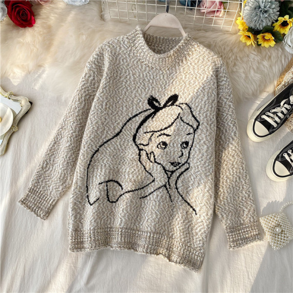 Μοντέρνο γυναικείο πουλόβερ με οβάλ ντεκολτέ και εφαρμογή σε τέσσερα χρώματα