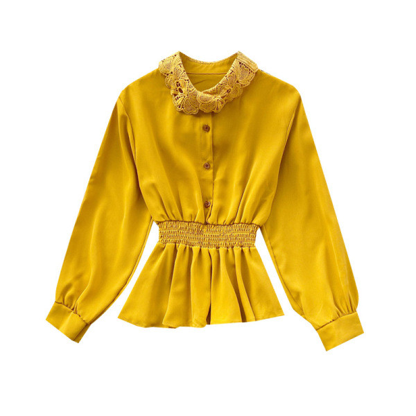 Modern női ing gombokkal és csipkével, különböző színekben