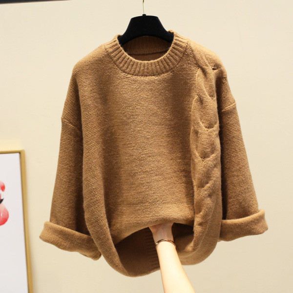 Női alkalmi pulóver kerek nyakkivágással széles modell több színben