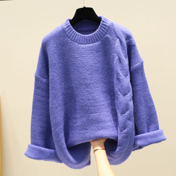 Női alkalmi pulóver kerek nyakkivágással széles modell több színben