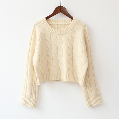 Χειμερινό γυναικείο πουλόβερ με στρογγυλη λαιμόκοψη σύντομο σχέδιο σε διάφορα χρώματα