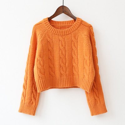 Χειμερινό γυναικείο πουλόβερ με στρογγυλη λαιμόκοψη σύντομο σχέδιο σε διάφορα χρώματα