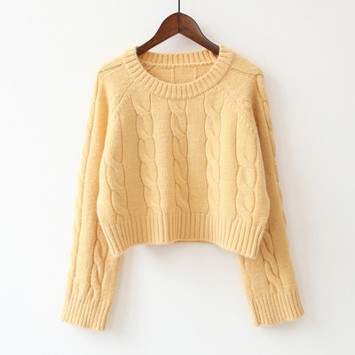 Χειμερινό γυναικείο πουλόβερ με στρογγυλη λαιμόκοψη σύντομο σχέδιο σε διάφορα χρώματα