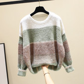 Χειμερινό γυναικείο πουλόβερ με στρογγυλη λαιμόκοψη σε διάφορα χρώματα