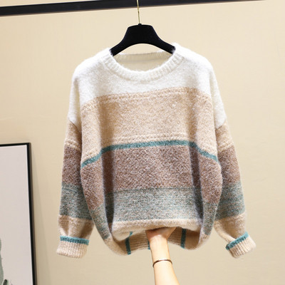 Χειμερινό γυναικείο πουλόβερ με στρογγυλη λαιμόκοψη σε διάφορα χρώματα
