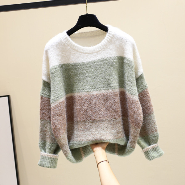 Χειμερινό γυναικείο πουλόβερ με στρογγυλη λαιμόκοψη σε διάφορα χρώματα