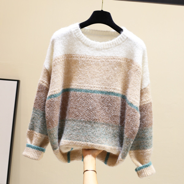 Χειμερινό γυναικείο πουλόβερ με στρογγυλη λαιμόκοψη σε διάφορα χρώματα
