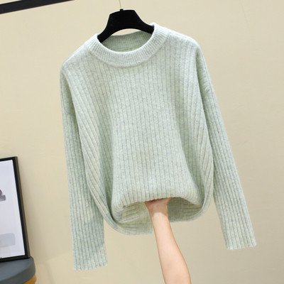 Γυναικείο φθινόπωρο-χειμώνα πουλόβερ με στρογγυλό λαιμόκοψη σε διάφορα χρώματα