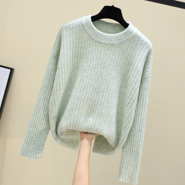 Γυναικείο φθινόπωρο-χειμώνα πουλόβερ με στρογγυλό λαιμόκοψη σε διάφορα χρώματα