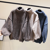 Γυναικείο ζεστό πουλόβερ με υψηλό κολάρο σε διάφορα χρώματα