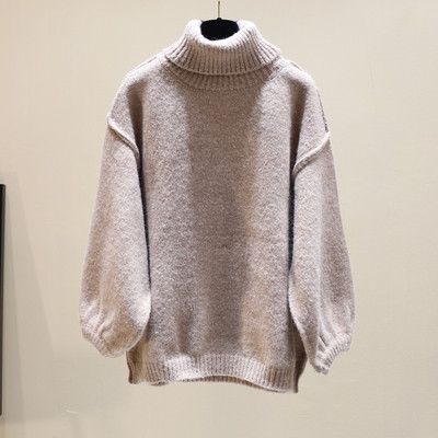 Γυναικείο ζεστό πουλόβερ με υψηλό κολάρο σε διάφορα χρώματα