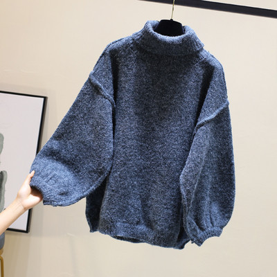 Γυναικείο ζεστό πουλόβερ με υψηλό κολάρο σε διάφορα χρώματα