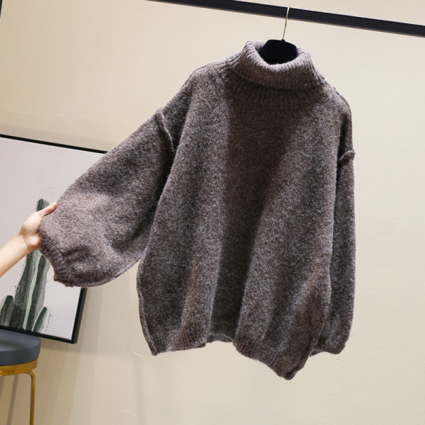 Γυναικείο ζεστό πουλόβερ με υψηλό κολάρο σε διάφορα χρώματα