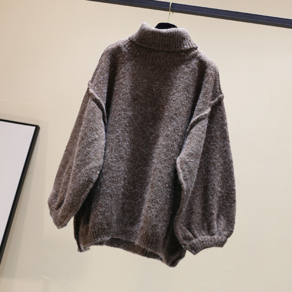 Γυναικείο ζεστό πουλόβερ με υψηλό κολάρο σε διάφορα χρώματα