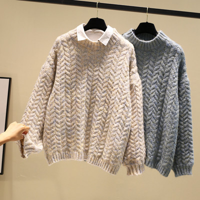 Γυναικείο πουλόβερ με στρογγυλό ντεκολτέ κατάλληλο για το χειμώνα