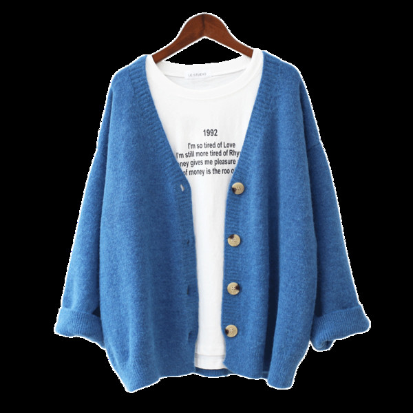 Női kardigán gombokkal és spitz nyakkivágással