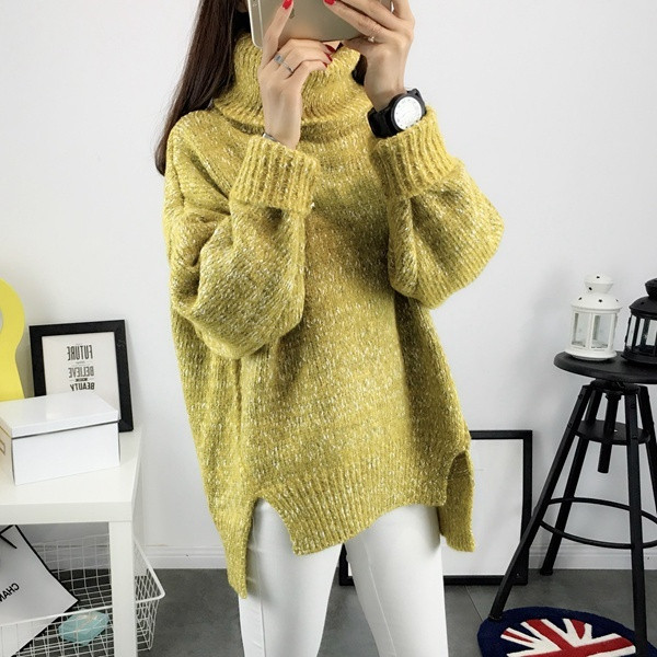 Γυναικείο μοντέρνο χειμερινό πουλόβερ ασύμμετρη μοτίβο