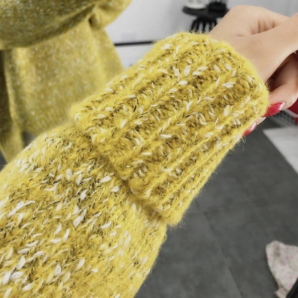 Γυναικείο μοντέρνο χειμερινό πουλόβερ ασύμμετρη μοτίβο