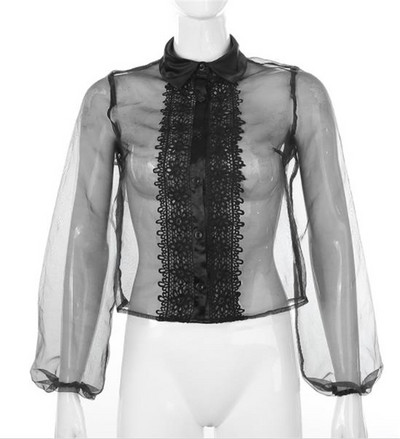 Modern női ing csipkével és gombokkal fehér és fekete színben