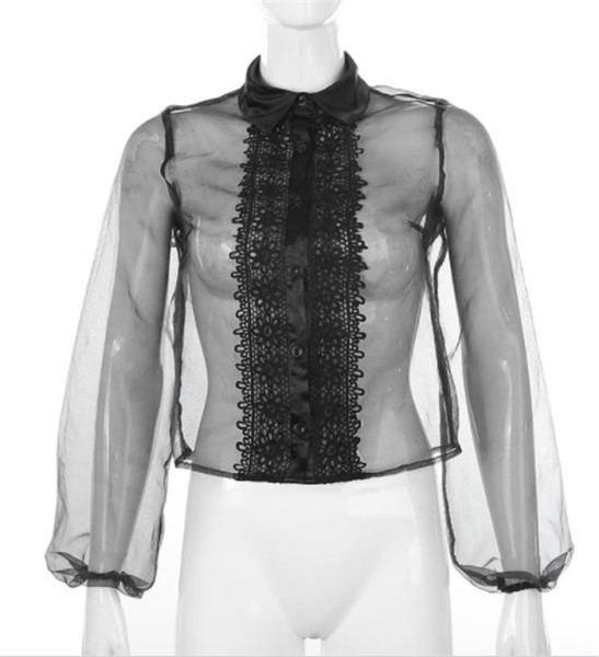 Modern női ing csipkével és gombokkal fehér és fekete színben