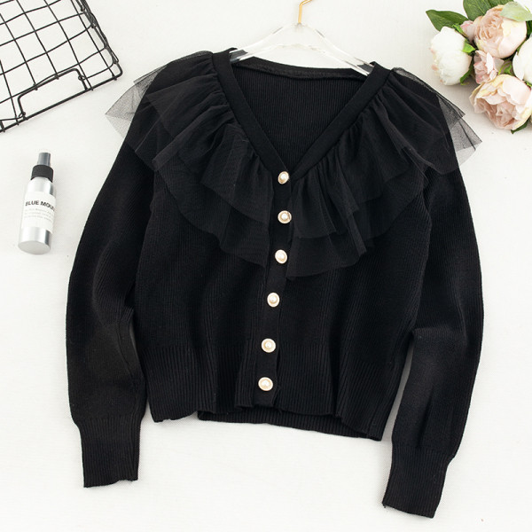 Modern női mellény három színben, gombokkal és tüllel