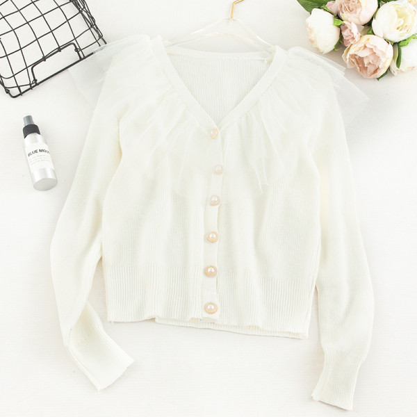 Modern női mellény három színben, gombokkal és tüllel