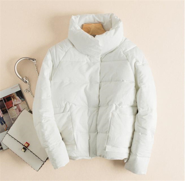 Modern női kabát magas gallérral és zsebekkel, négy színben