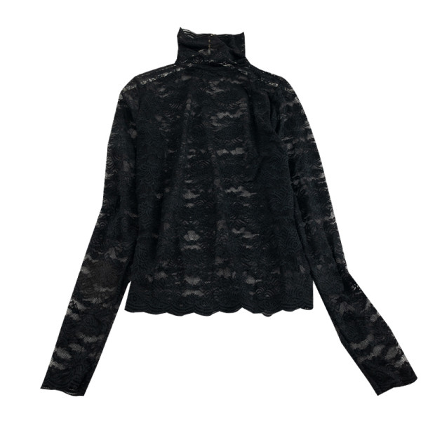 Γυναικεία δαντελένια μπλούζα σε τρία χρώματα με ψηλό γιακά