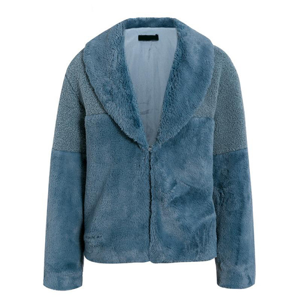 Modern női pehelykabát gombokkal, kék színben