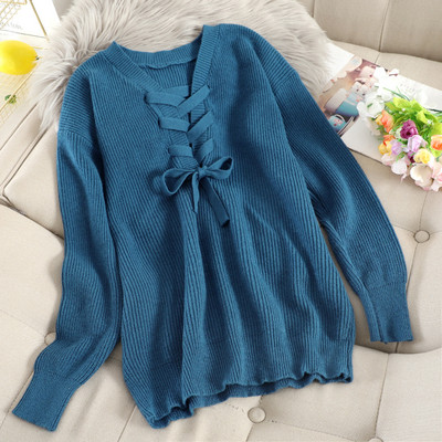 Hátul megkötős női pulóver többféle színben