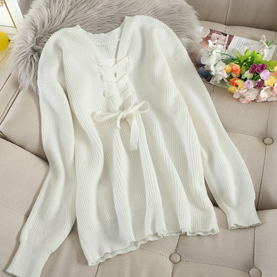 Hátul megkötős női pulóver többféle színben