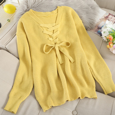 Hátul megkötős női pulóver többféle színben