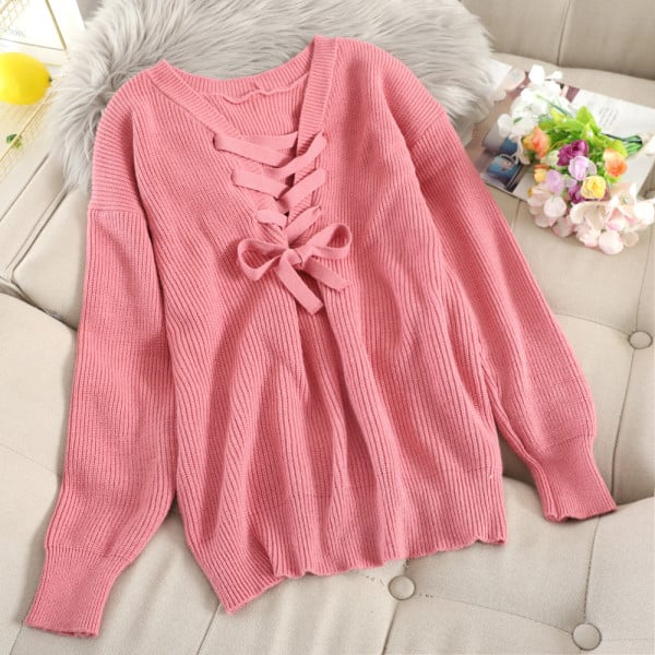 Hátul megkötős női pulóver többféle színben