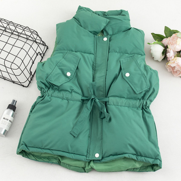 Alkalmi női mellény magas gallérral és zsebekkel, négy színben