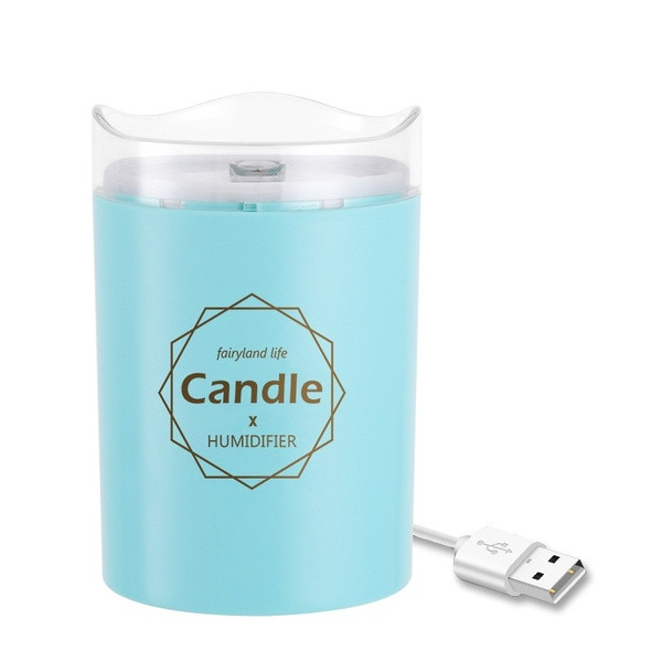 Ултразвуков овлажнител за въздух с дизайн на свещ в бял, розов и син цвят