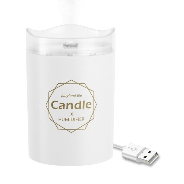 Ултразвуков овлажнител за въздух с дизайн на свещ в бял, розов и син цвят