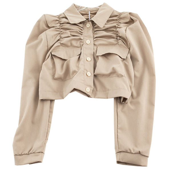 Rövid női ing három színben zsebekkel és klasszikus gallérral