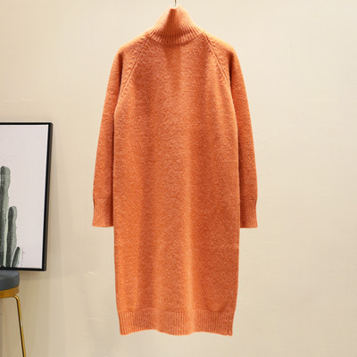 Γυναικείο χειμωνιάτικο φόρεμα με υψηλό κολάρο πόλο σε διάφορα χρώματα ευρύ μοντέλο