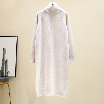 Γυναικείο χειμωνιάτικο φόρεμα με υψηλό κολάρο πόλο σε διάφορα χρώματα ευρύ μοντέλο