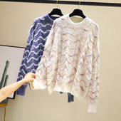 Χειμερινό γυναικείο πουλόβερ  με στρογγυλη λαιμόκοψη ευρύ σχέδιο σε διάφορα χρώματα