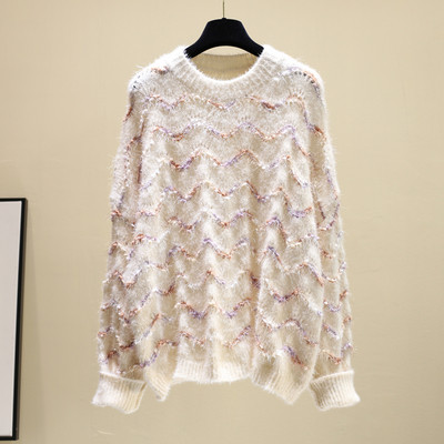 Χειμερινό γυναικείο πουλόβερ  με στρογγυλη λαιμόκοψη ευρύ σχέδιο σε διάφορα χρώματα