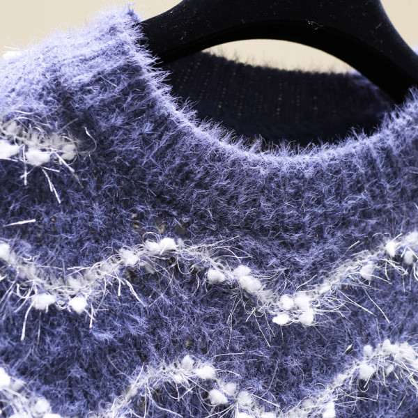 Χειμερινό γυναικείο πουλόβερ  με στρογγυλη λαιμόκοψη ευρύ σχέδιο σε διάφορα χρώματα