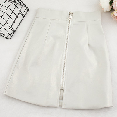 Μοντέρνα  γυναικεία φούστα σε τέσσερα χρώματα με οικολογικό δέρμα με φερμουάρ