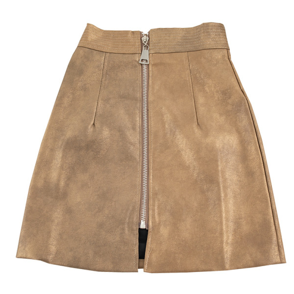 Μοντέρνα  γυναικεία φούστα σε τέσσερα χρώματα με οικολογικό δέρμα με φερμουάρ