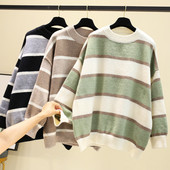 Csíkos női pulóver több színben