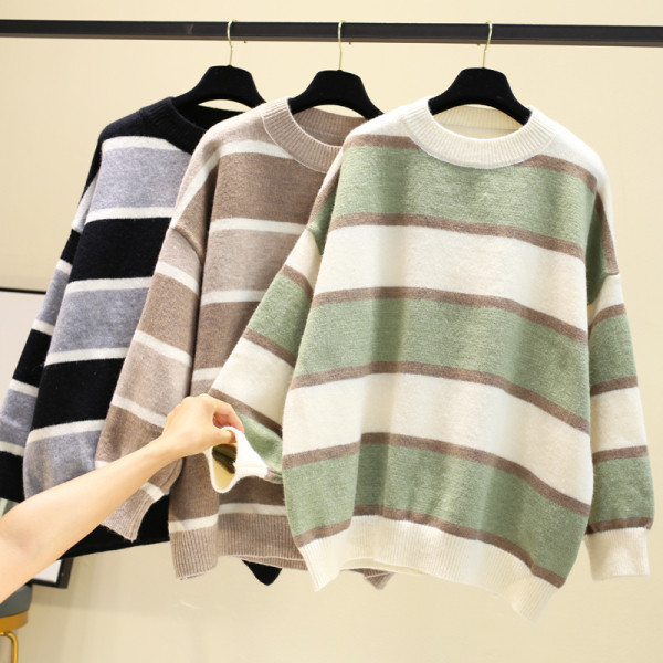 Csíkos női pulóver több színben