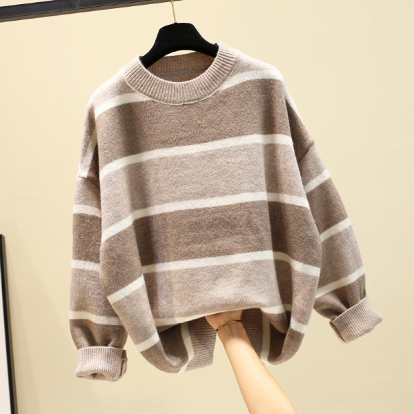 Csíkos női pulóver több színben